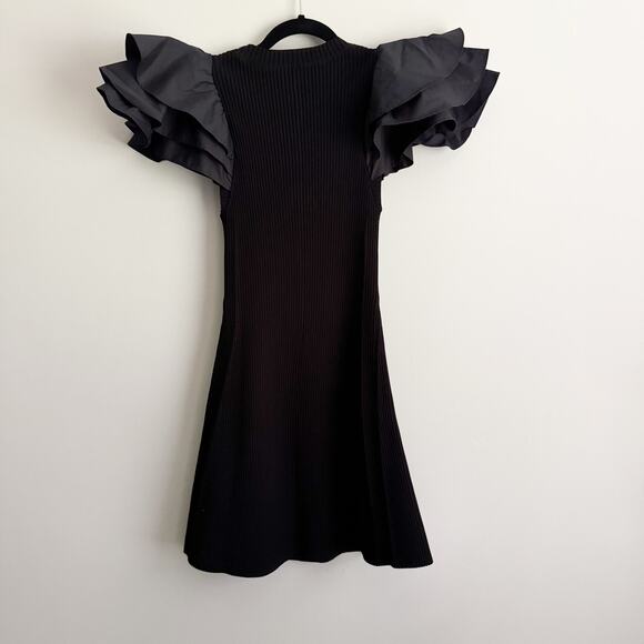Aje Black Questa Puff Ruffle Sleeve Mini Dress Small - Picture 9 of 11